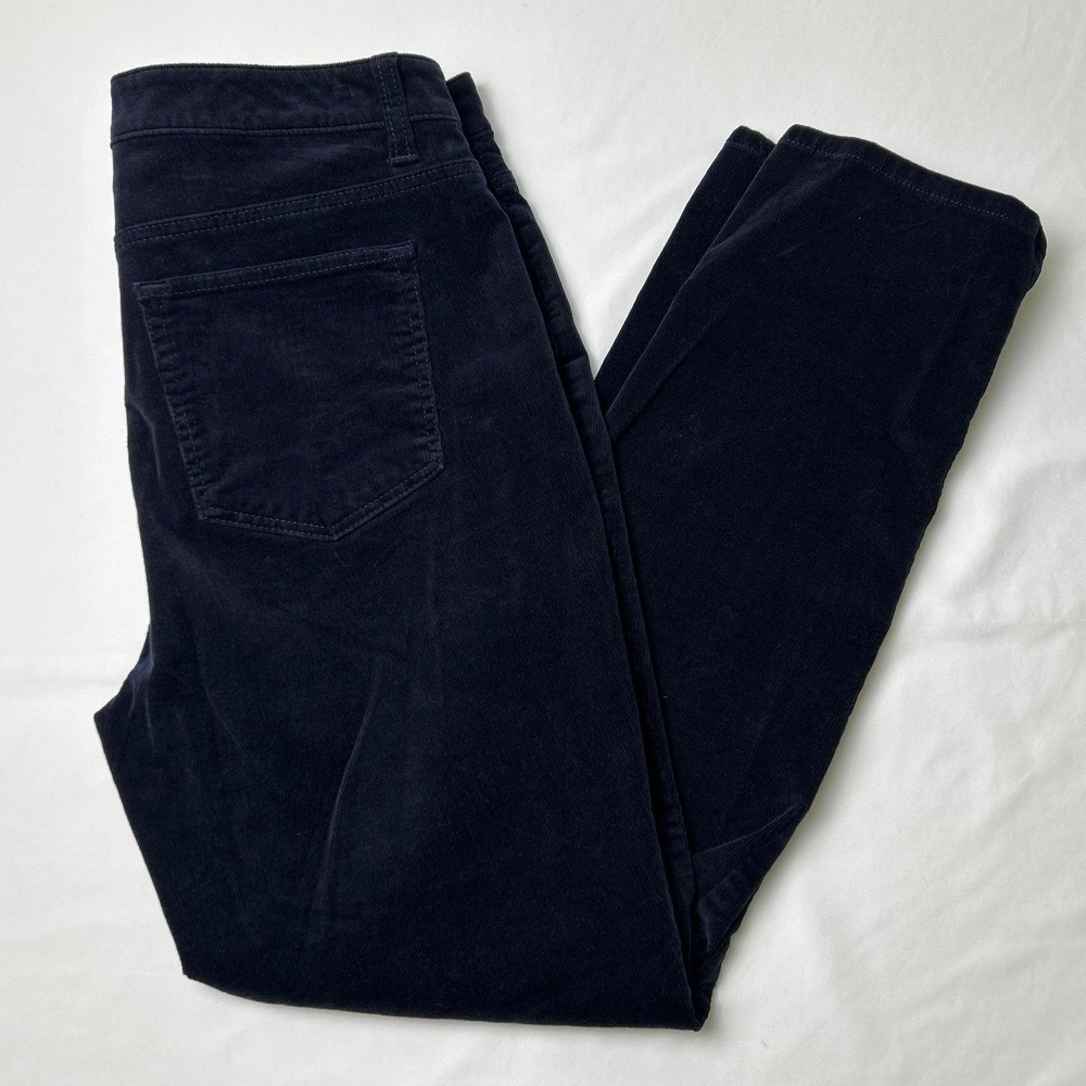 Talbots Womens High-Waist Straight-Leg Corduroy Jeans Size 10P Navy Blue Stretch